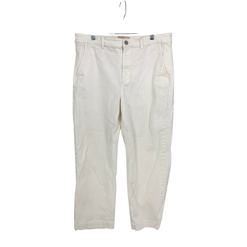 Everlane Cropped Straight Tall Jeans Womens Sz 18 Cream White Stretch